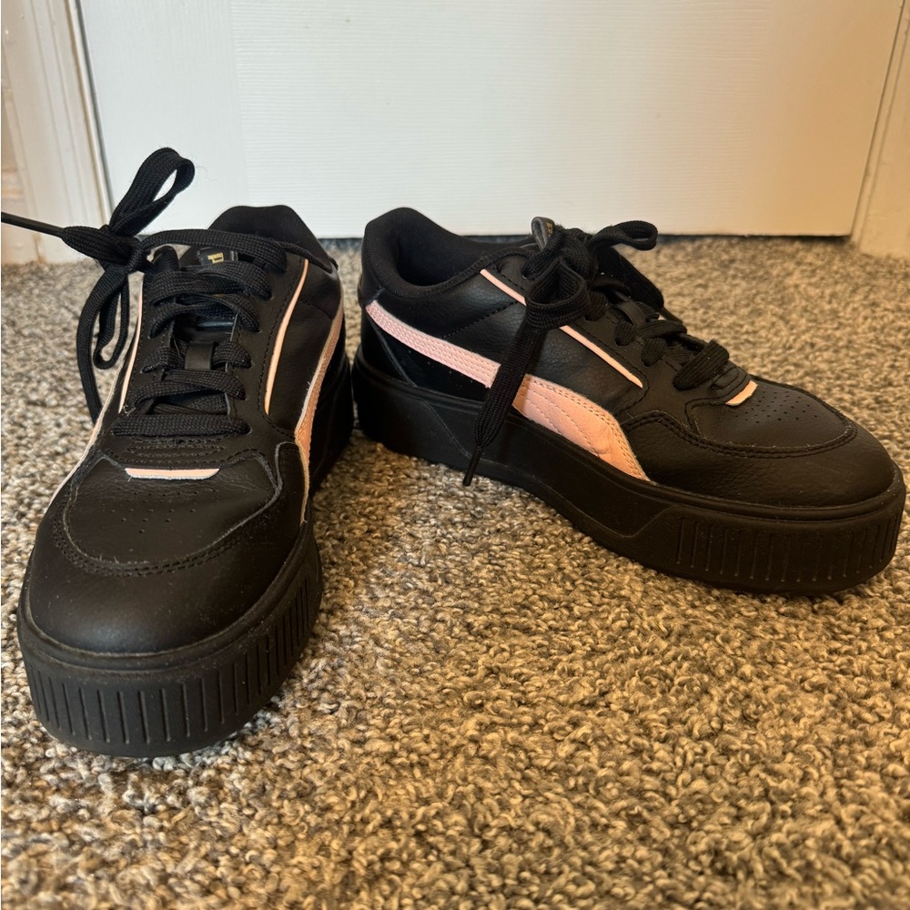Puma Black and Pink Platform Sneakers